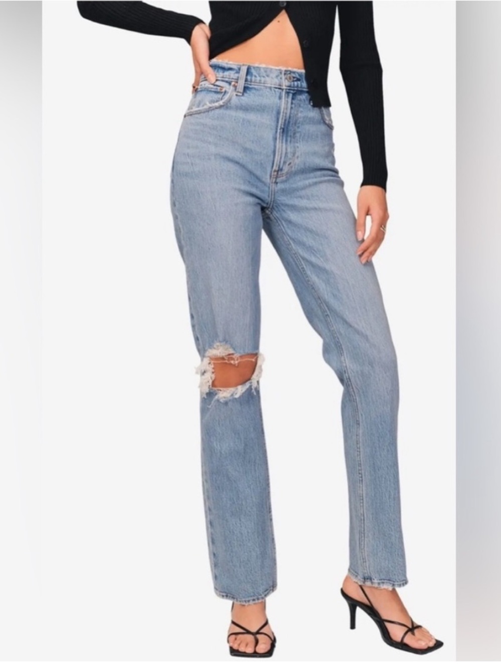 Abercrombie 90s Straight Ultra High Rise Ripped Jeans 29